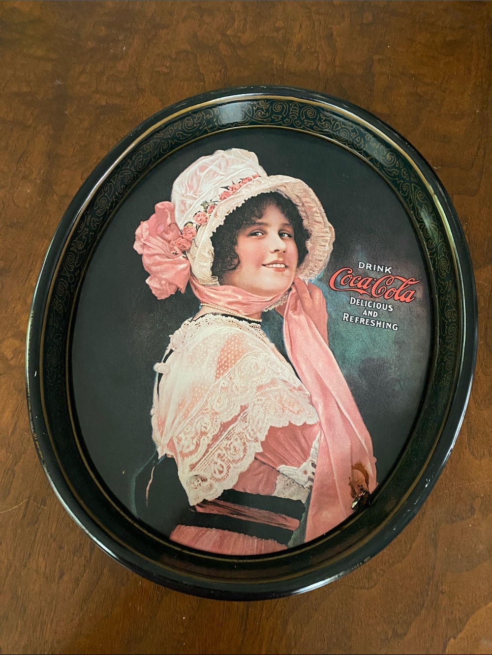 1972 Coca Cola "Betty" Oval metal Coke advertising tray
